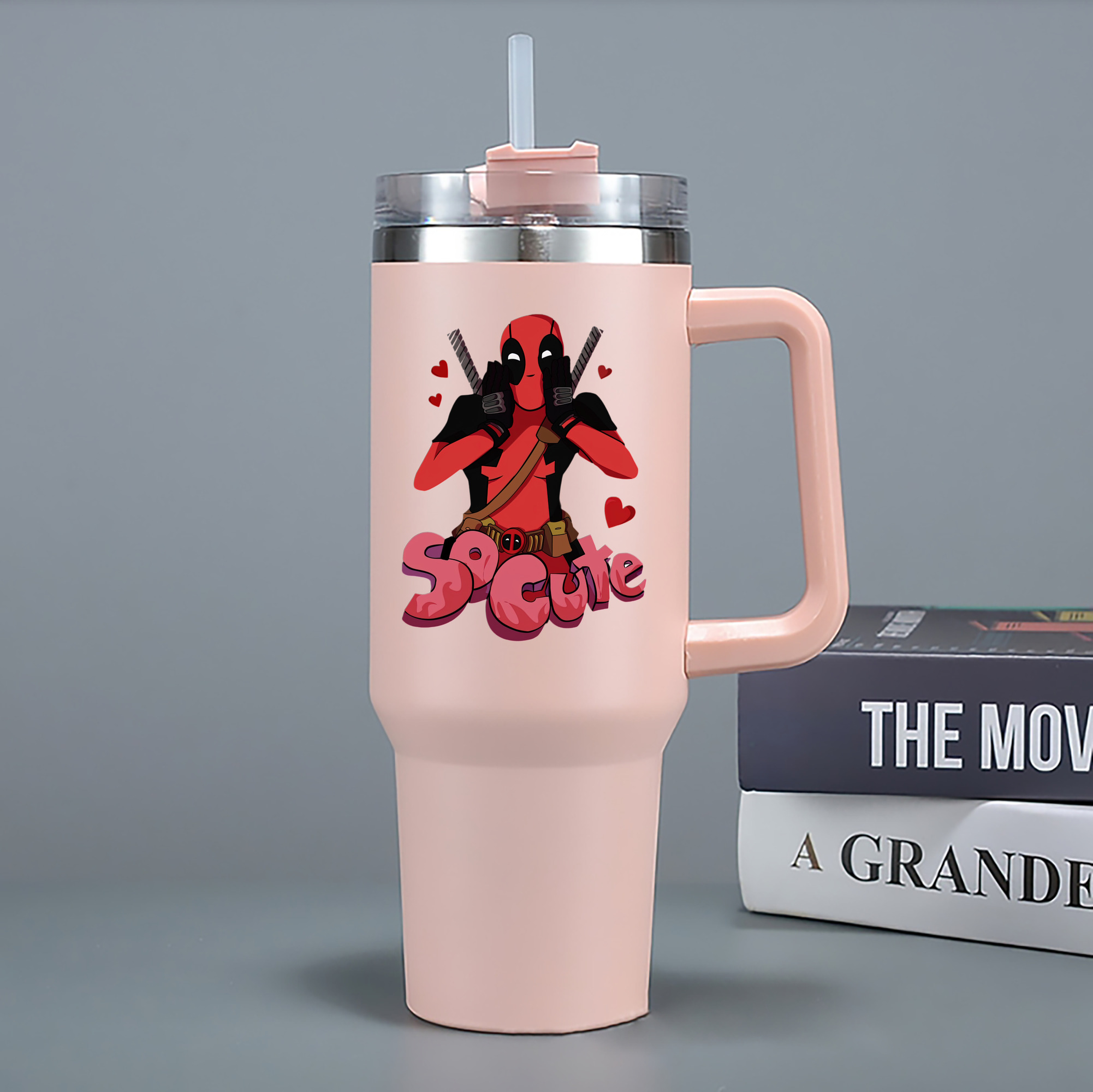 （画像用） Deadpool デッドプール 1200mL車用タンブラー - クリスタルステッカー（プラスチックストロー付き）